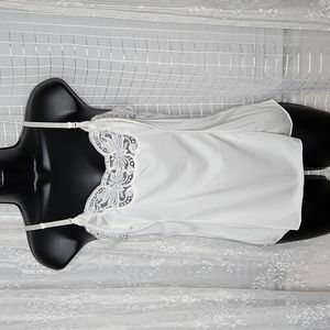 White Vintage Midcentury Cami Undershirt Tank Top W/ Lace Detail SzM